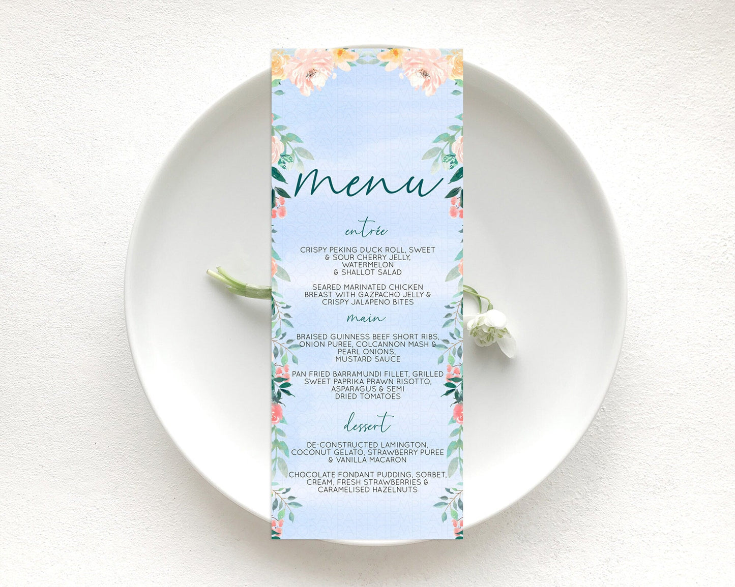 Secret Garden Menu Wildflower Menu Template Pastel Flower Garden Table Decor Boho Floral Dinner Dessert Floral Party Food Menu D10337