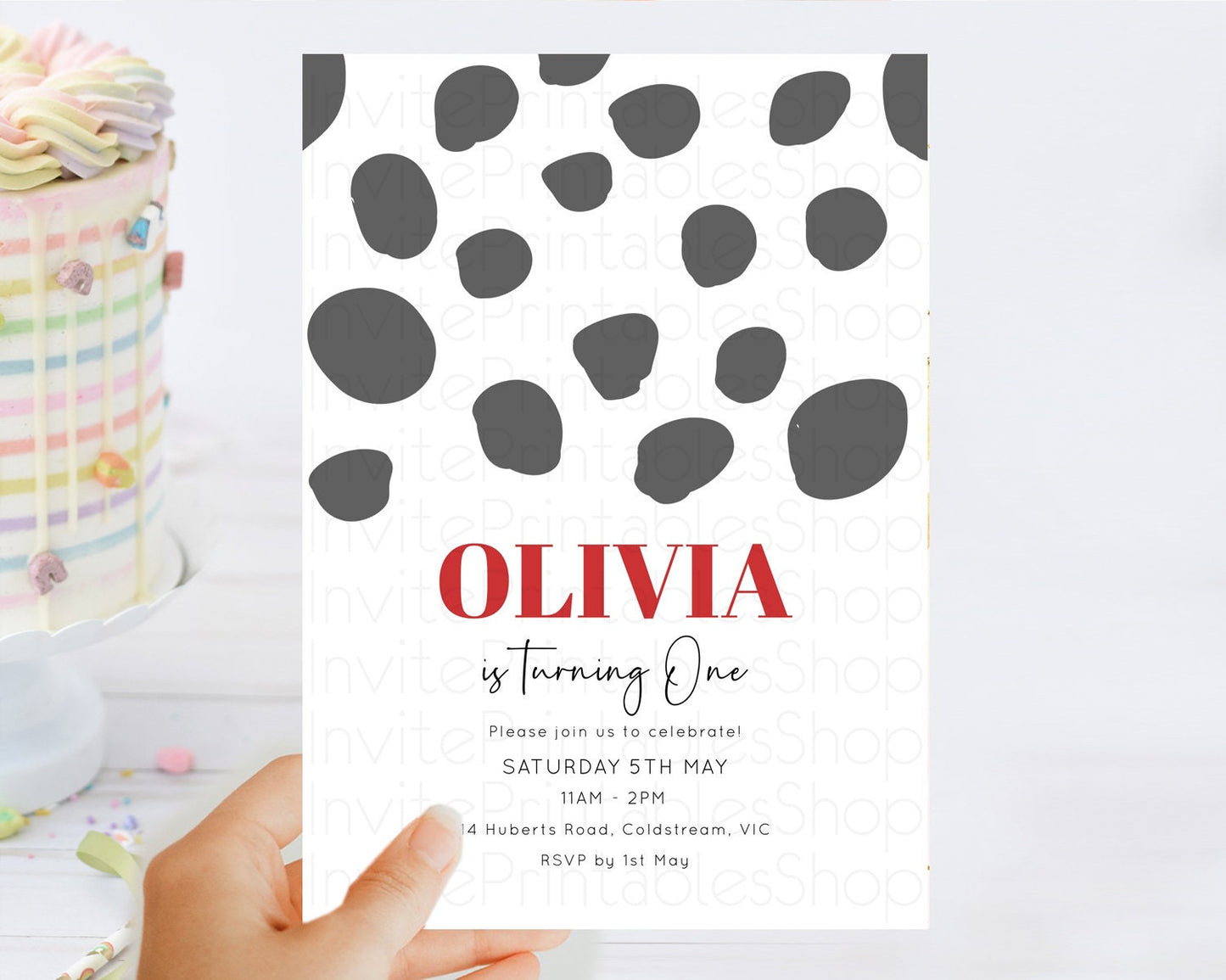 Dalmatian Birthday Invitation Dalmatian Invitation Dalmatian Birthday Red Black Spots Dalmatian Party Invites 2nd 1st First Birthday D10738