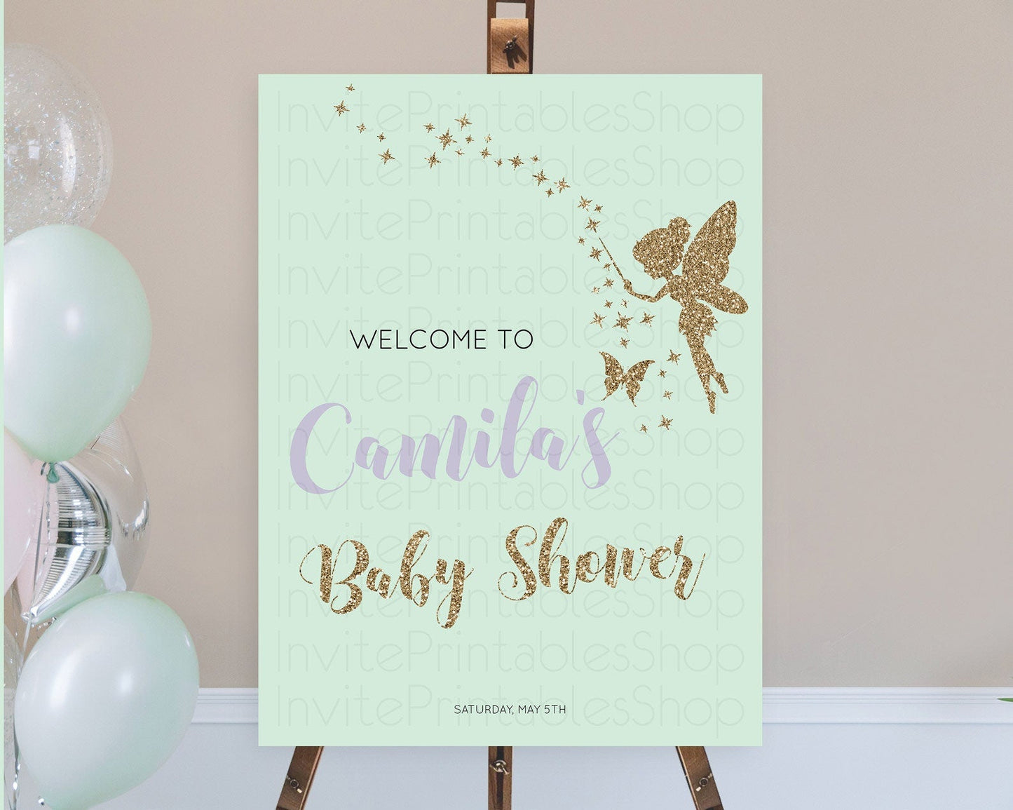 Fairy Baby Shower Welcome Sign Fairy Welcome Board Enchanted Garden Pastel Floral Butterfly Decor Secret Garden Fairy Welcome Sign D10908