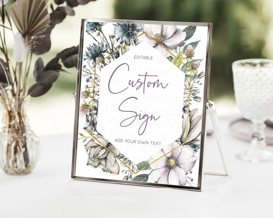 Editable Wildflower Floral Table Sign Decor Secret Garden Sign Template Past