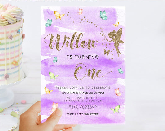 Editable Pastel Fairy Birthday Invitation Pastel Butterflies Fairy Birthday
