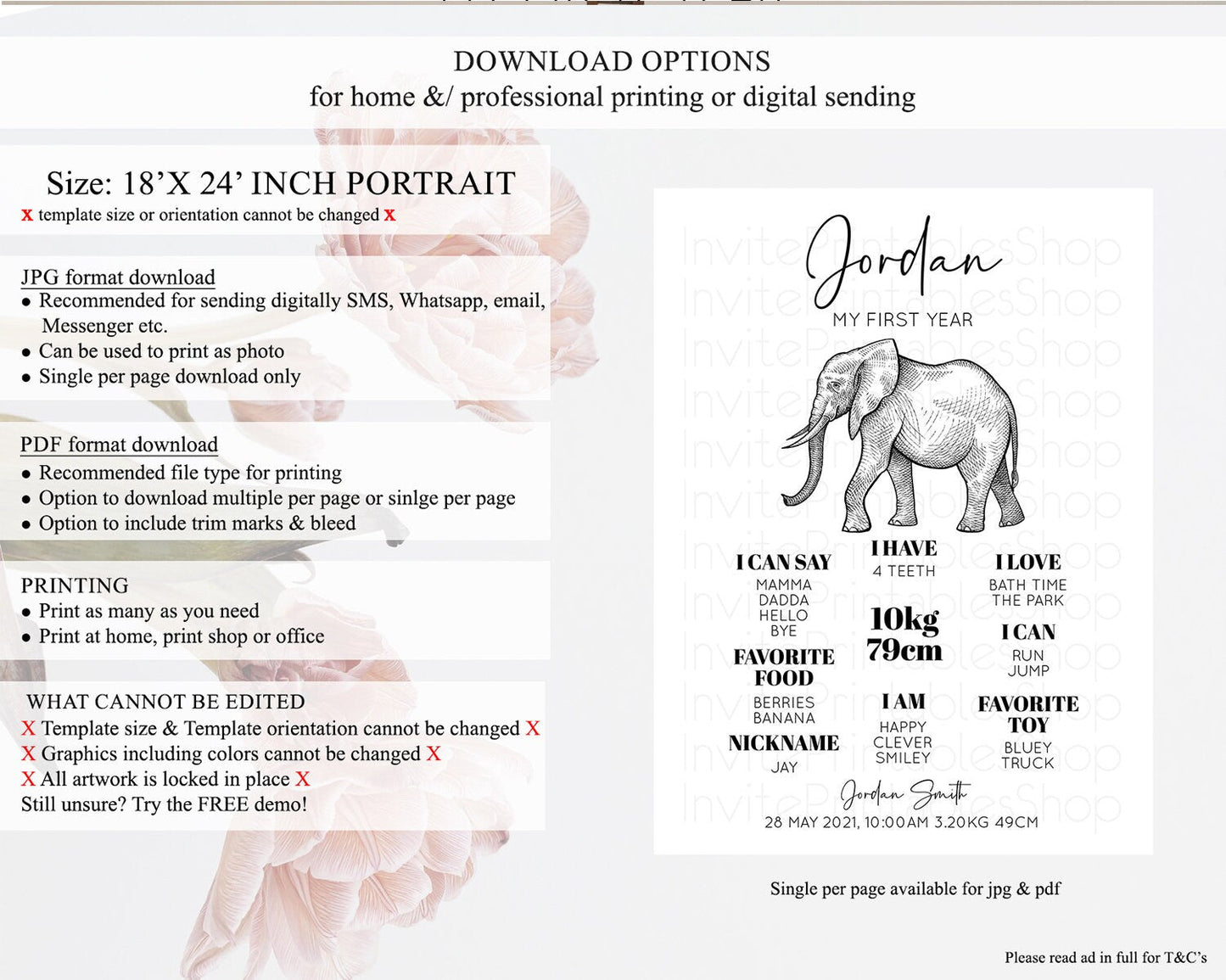 Elephant First Birthday Milestone Board Elephant Milestone Poster One Wild Year Safari Adventure Elephant Zoo Birthday Welcome Sign D10248