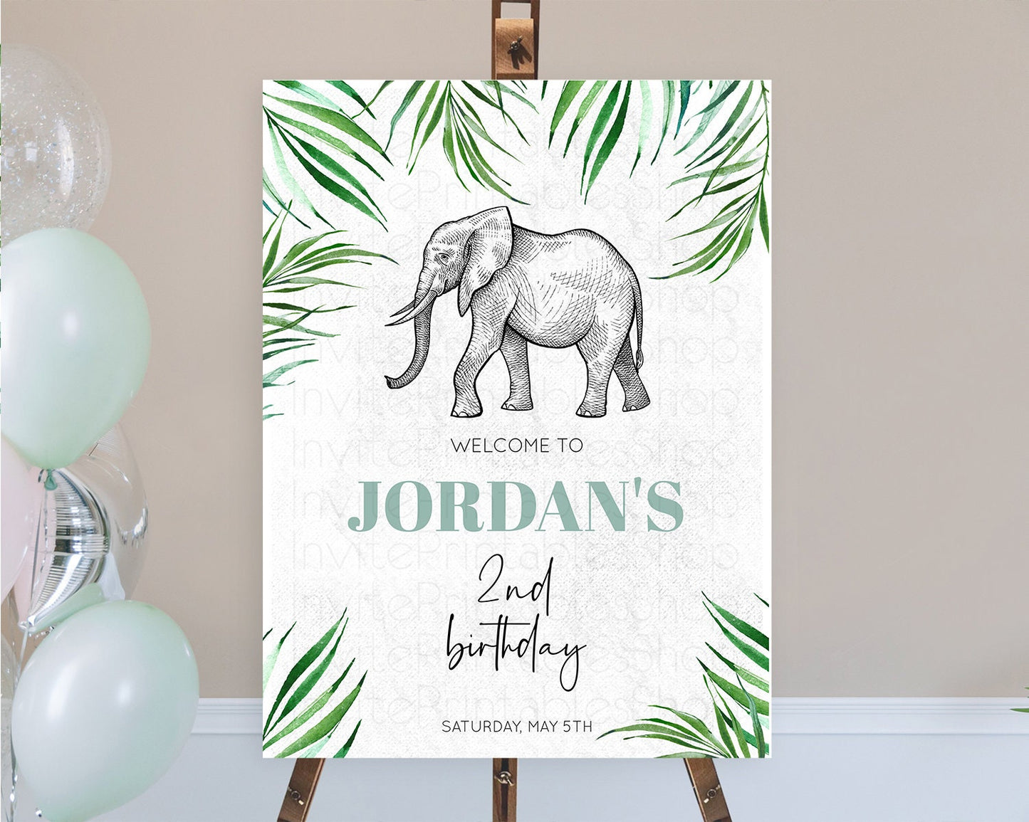 Elephant Welcome Sign Elephant Welcome Board Elephant Party Welcome Poster Safari Party Decor Elephant First Birthday Welcome Sign D10850