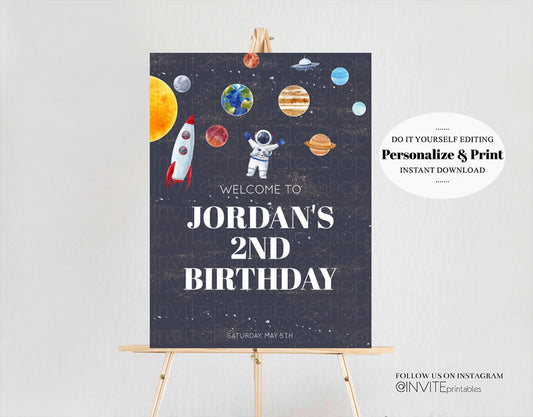 Space Welcome Sign Solar System Welcome Board Galaxy Welcome Poster Astronaut Kids Birthday Poster Rocket Space Ship Moon Night Sky Star 494