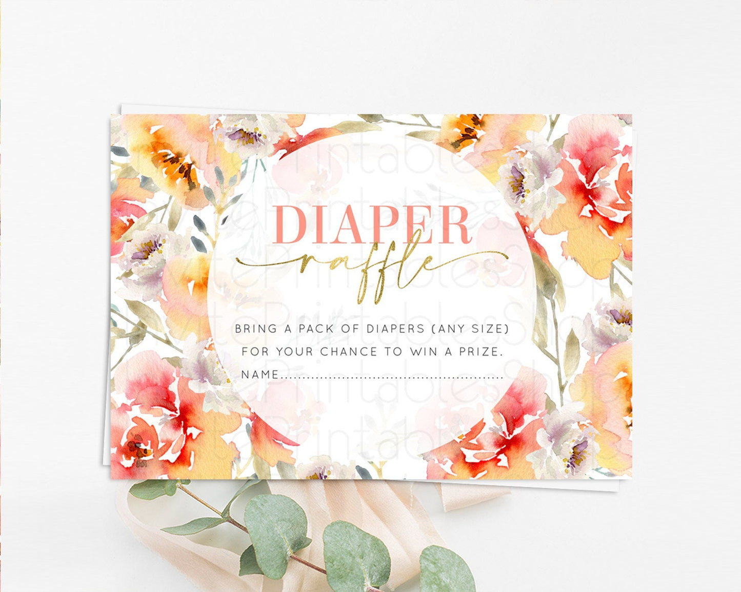 Secret Garden Diaper Raffle Card Boho Wildflower Diaper Raffle Insert Pastel Flower Garden Baby Shower Card Flower Raffle Game D10280