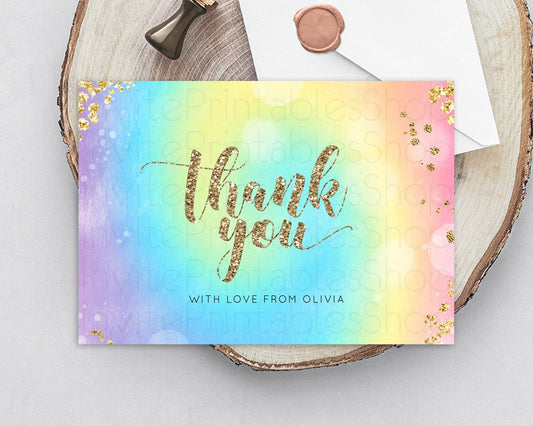 Editable Pastel Thank You Rainbow Thank You Card Colorful Pastel Birthday Th