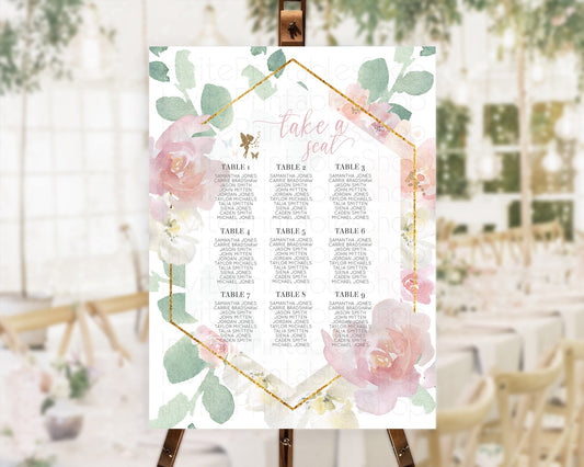 Fairy Seating Chart Pastel Fairy Seating Chart Fairy Tea Party Fairy Garden Seating Sign Enchanted Garden Floral Butterfly Décor D10965