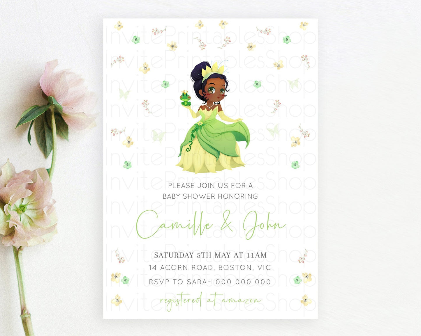 Pastel Princess Baby Shower Invitation Floral Castle Invitation Royal Baby Invite Enchanted Castle Pastel Flower Garden Baby Shower D10348