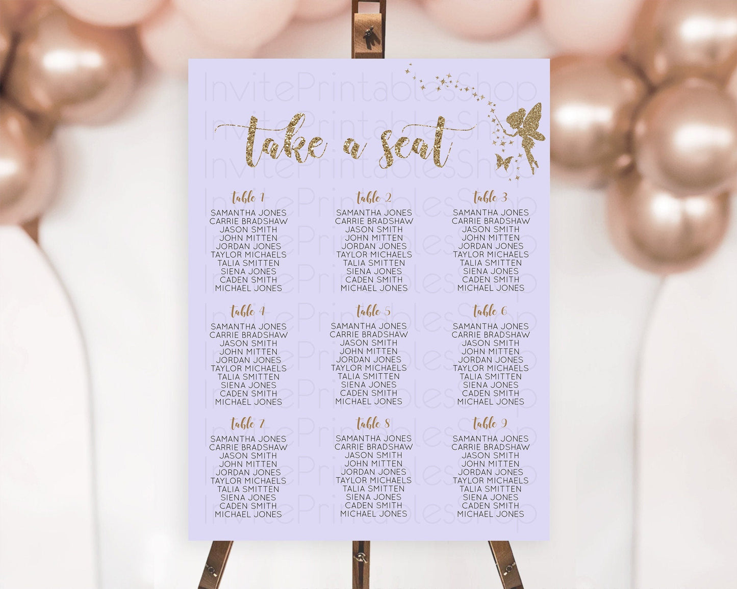 Fairy Seating Chart Pastel Fairy Seating Chart Fairy Tea Party Fairy Garden Seating Sign Enchanted Garden Floral Butterfly Decor D10389