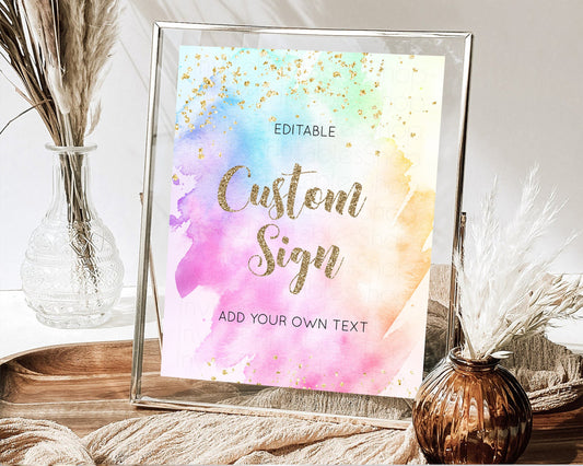 Editable Pastel Rainbow Sign Cards Gifts Sign Table Signs Diaper Sign Books