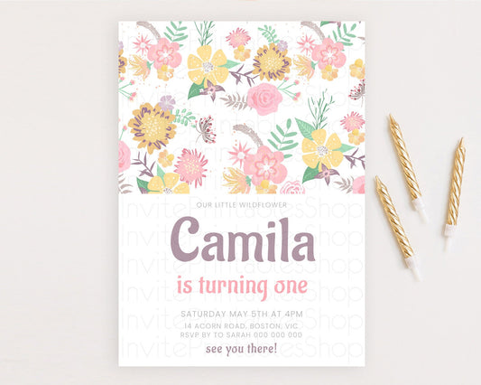 Editable Secret Garden Invitation Wildflower Birthday Invitation Pastel Flow