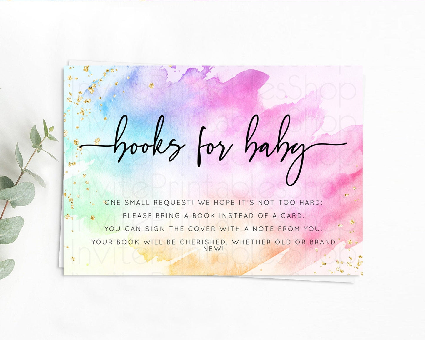 Pastel Books For Baby Card Pastel Rainbow Book Insert Colorful Ombre Watercolor Book Card Confetti Glitter Baby Book Poem Request D10449