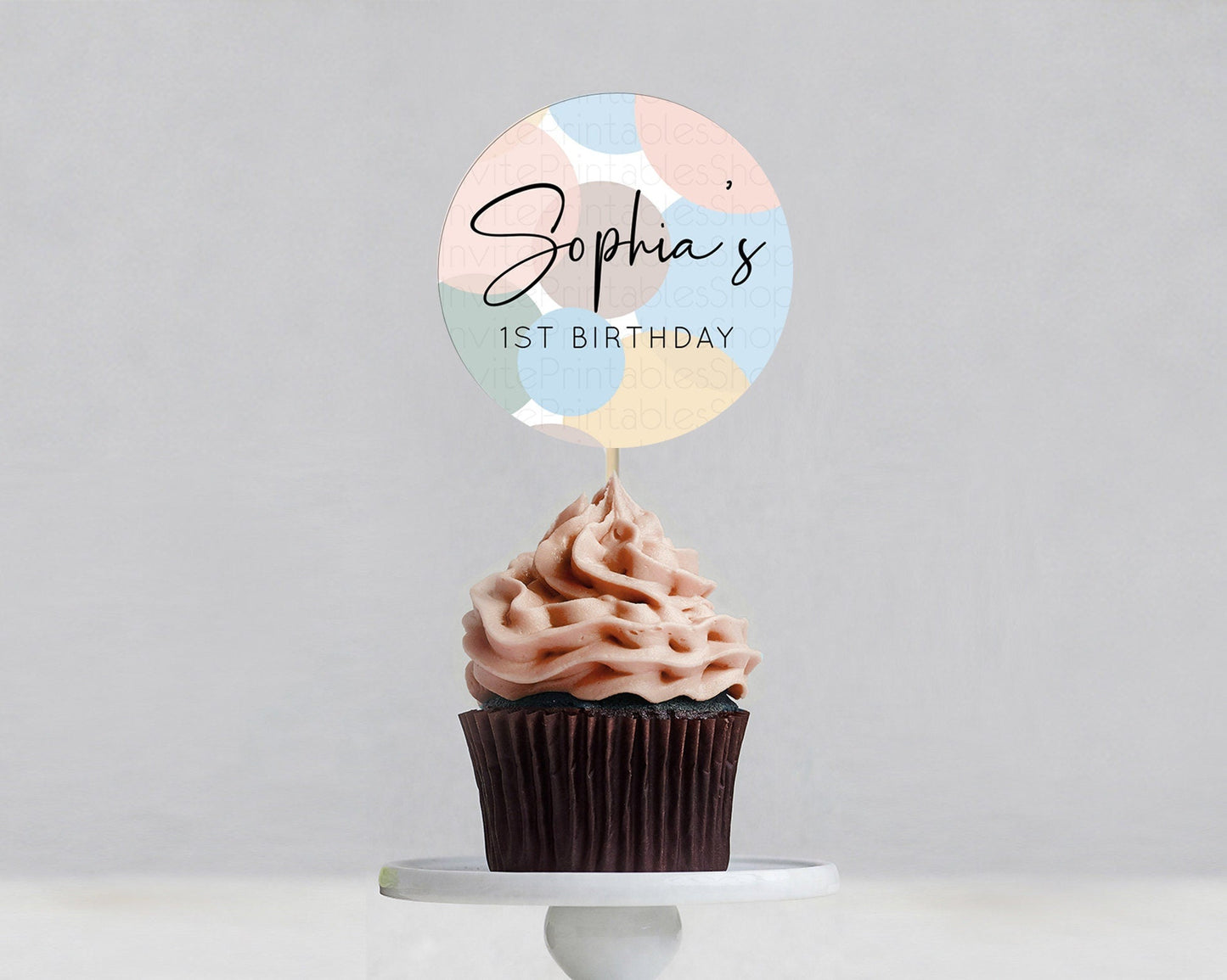 Pastel Cupcake Toppers Pastel Confetti Cupcake Topper Bubbles Sprinkles Colorful Rainbow Confetti Cupcake First Birthday Party Decor D10602