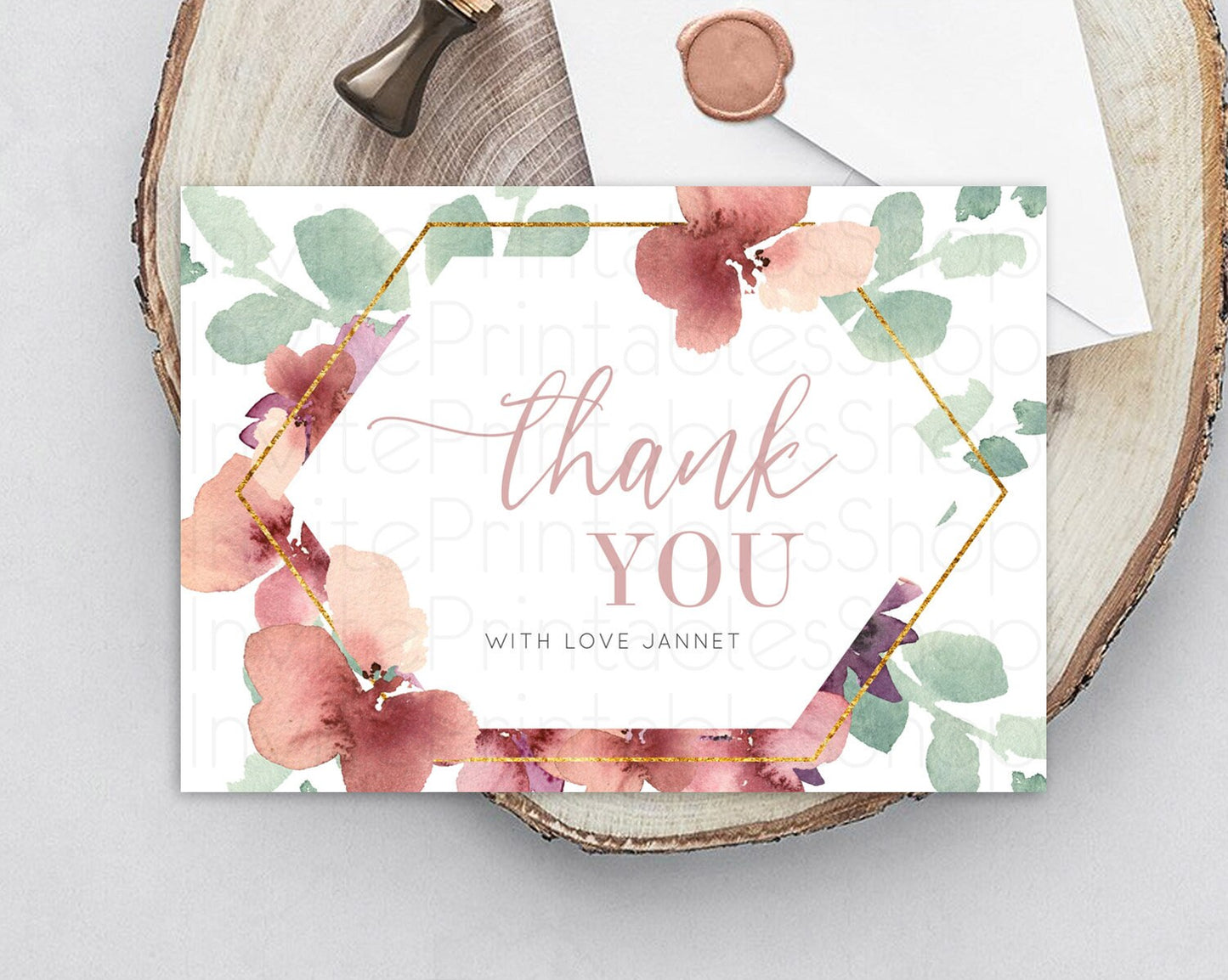 Secret Garden Thank You Wildflower Thank You Card Pastel Flower Garden Birthday Thank You Card Boho Floral Teacher Thank You Card D10964