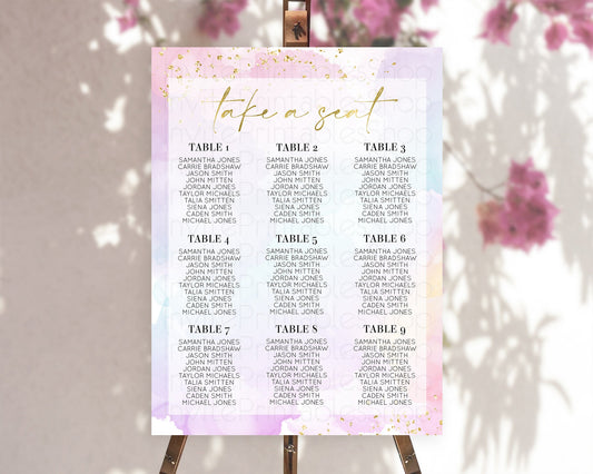 Editable Rainbow Seating Chart Pastel Seating Chart Colorful Pastel Watercol