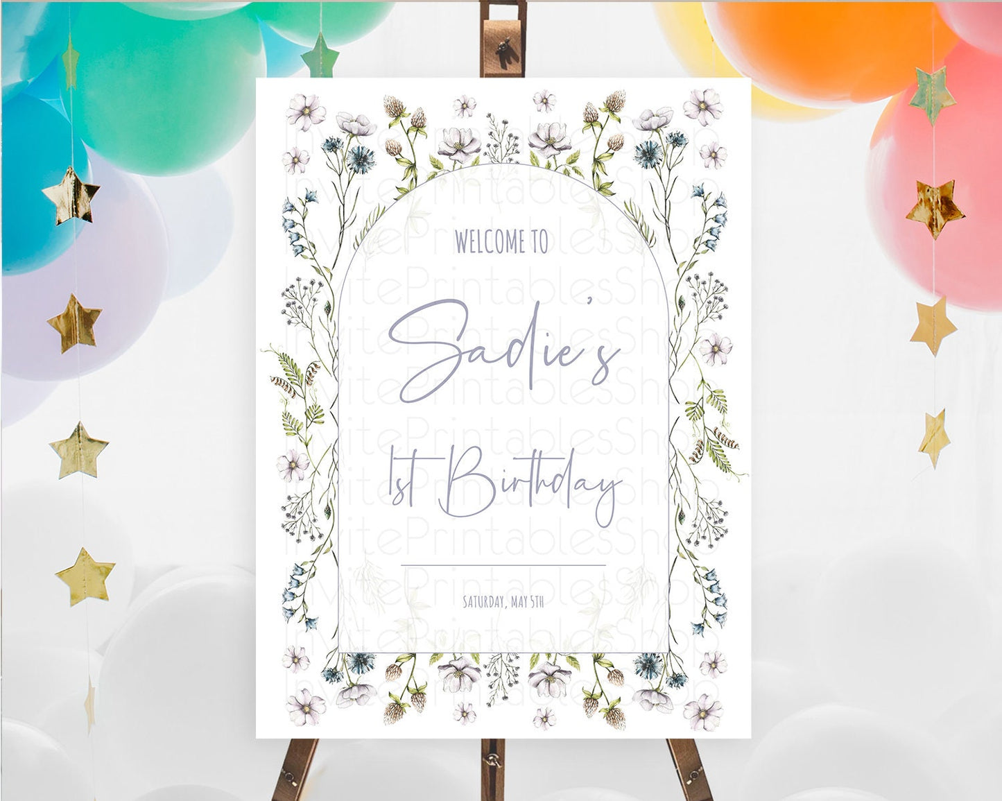 Secret Garden Welcome Sign Wildflower Welcome Board Pastel Flower Garden Welcome Poster Boho Wildflower First Birthday Welcome Sign D10603