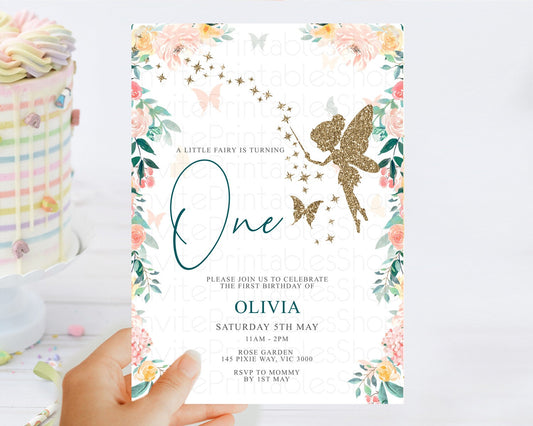 Fairy Birthday Invitation Fairy Invites Fairy Tea Party Fairy Garden Birthday Secret Garden Enchanted Garden Pastel Floral Butterfly D10239