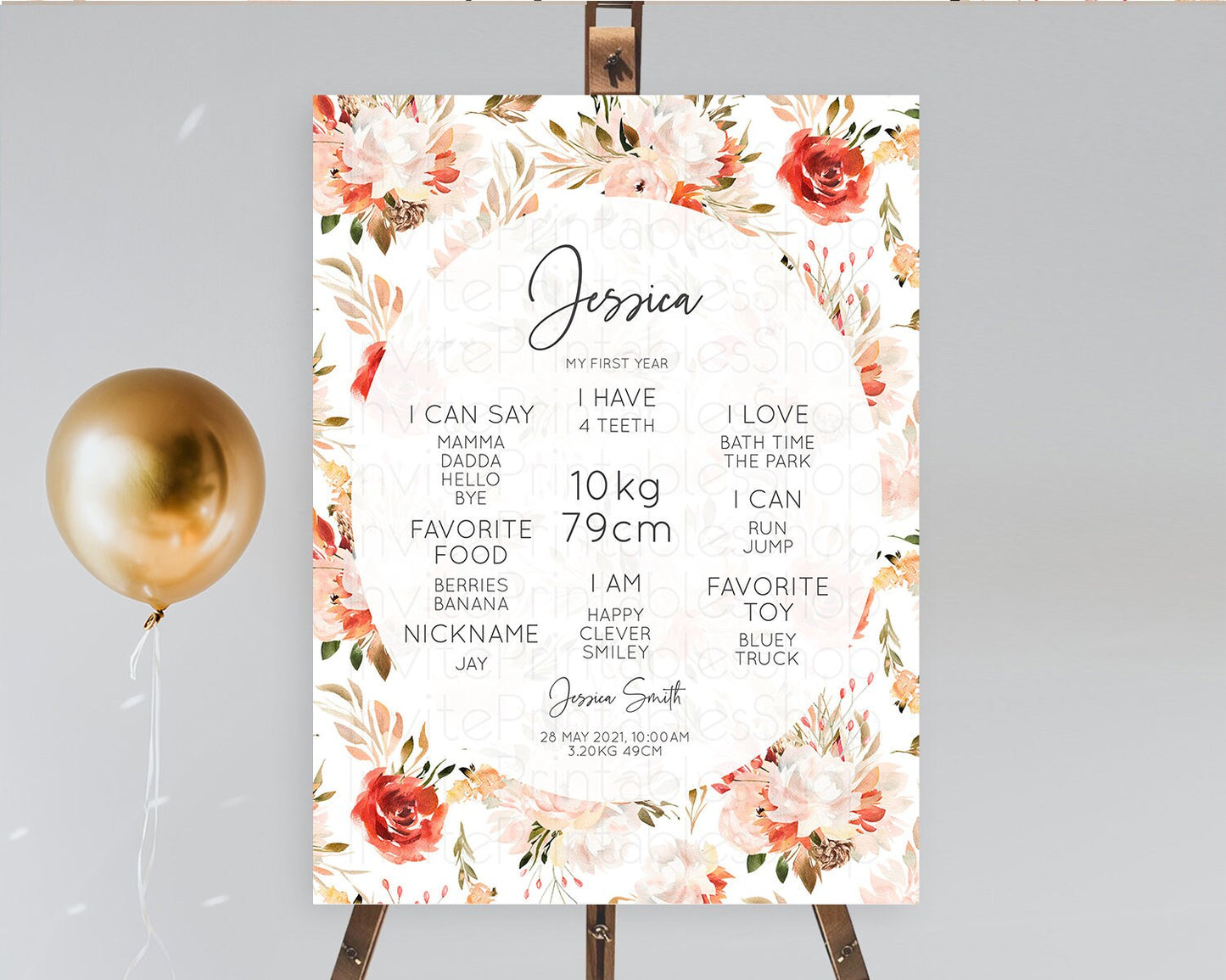 Secret Garden Milestone Board Wildflower First Birthday Milestone Poster Pastel Flowers Milestone Boho Wildflower 1st Birthday Sign D10540