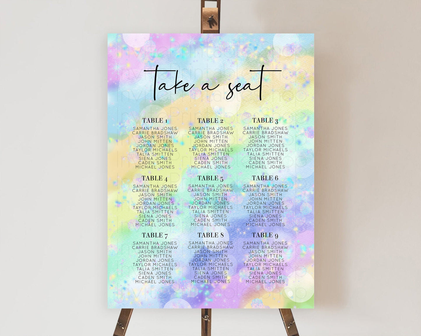 Rainbow Seating Chart Pastel Seating Chart Iridescent Sprinkles Colorful Pastel Watercolor Seating Sign Ombre Pastel Take A Seat D10689