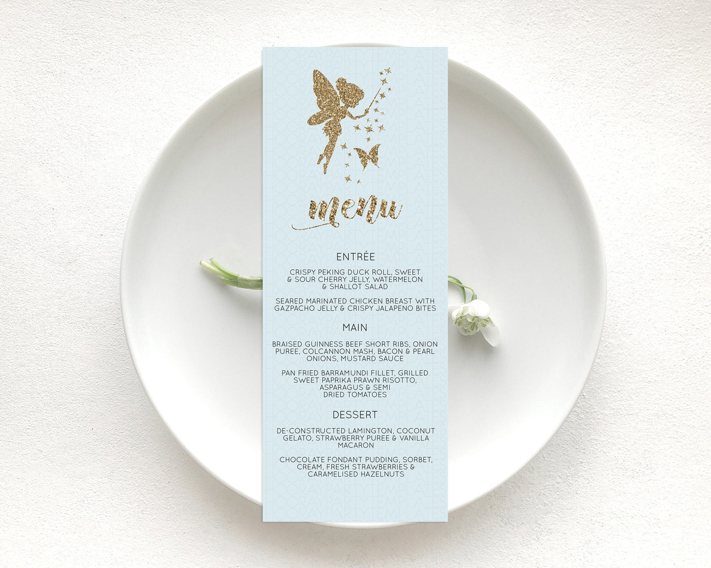 Fairy Menu Fairy Menu Template Enchanted Garden Pastel Floral Butterfly Table Decor Fairy Secret Garden Dinner Dessert Food Menu D10907