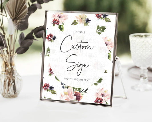 Wildflower Floral Table Sign Decor Secret Garden Sign Template Pastel Floral Garden Party Boho Flowers Birthday Baby Shower Wedding D10538