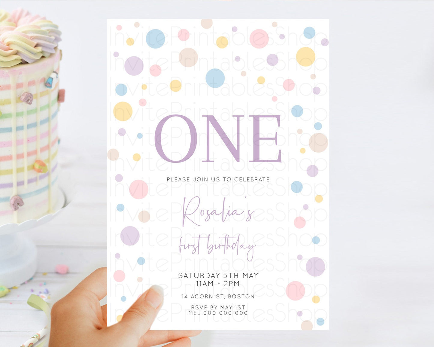 Editable Pastel Birthday Invitation Pastel Confetti Birthday Invitation Bubb