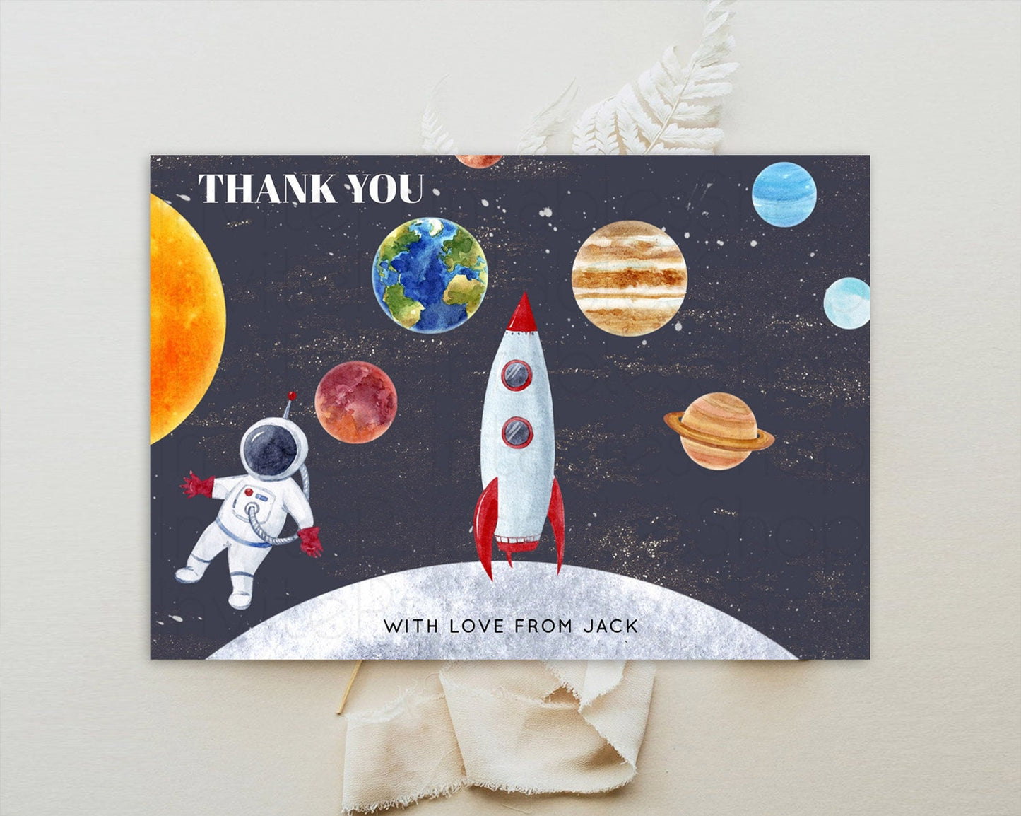 Space Thank You Space Thank You Card First Trip Around the Sun Thank You Card Planets Solar System First Birthday Thank You Cards D10430