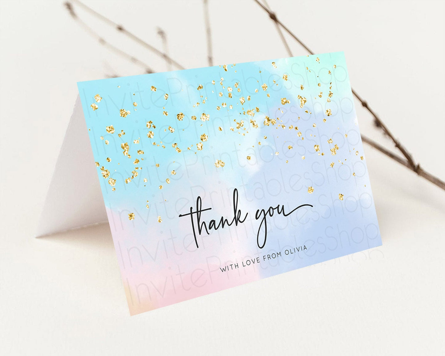 Editable Pastel Thank You Rainbow Thank You Card Colorful Pastel Birthday Th