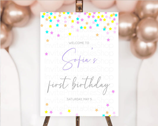 Editable Star Welcome Board Pastel Stars Welcome Sign Shooting Star Rainbow