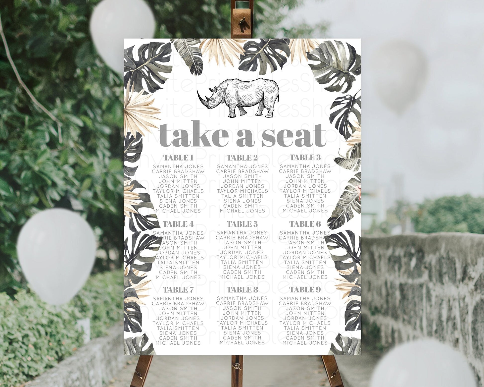 Editable Rhino Seating Chart Rhino Seating Sign Rhino Take A Seating Chart R