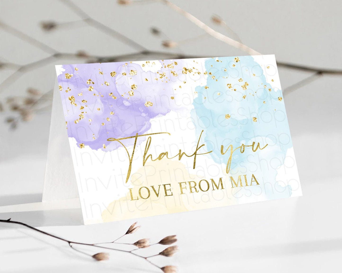 Editable Pastel Thank You Rainbow Thank You Card Colorful Pastel Birthday Th