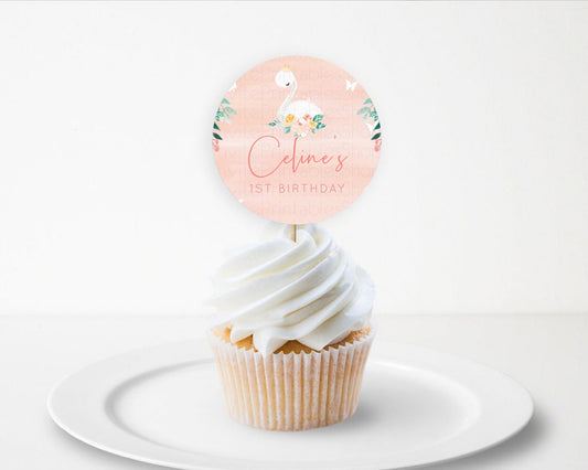 Editable Swan Cupcake Toppers Swan Princess Ballet Cupcake Watercolour Paste