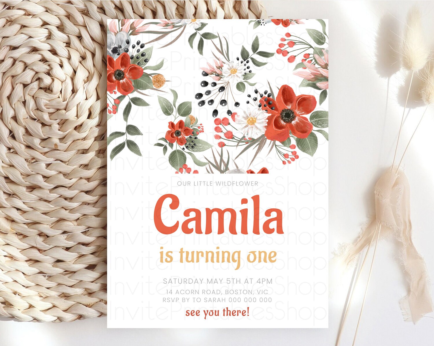 Editable Secret Garden Invitation Wildflower Birthday Invitation Pastel Flow