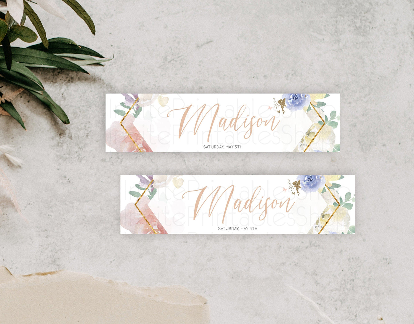Fairy Water Label Enchanted Garden Pastel Floral Butterfly Party Decor Secret Garden Birthday Baptism Baby Shower Bridal Shower D10829