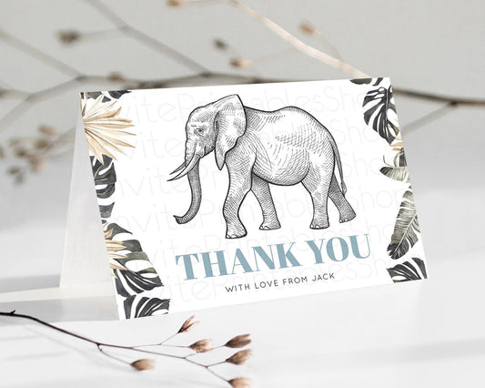 Editable Pastel Elephant Thank You Rainbow Elephant Thank You Card Colorful