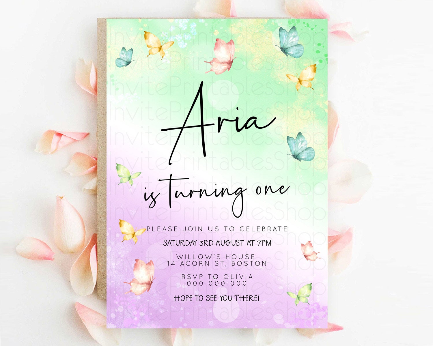 Editable Pastel Butterfly Birthday Invitation Butterfly Birthday Invitation