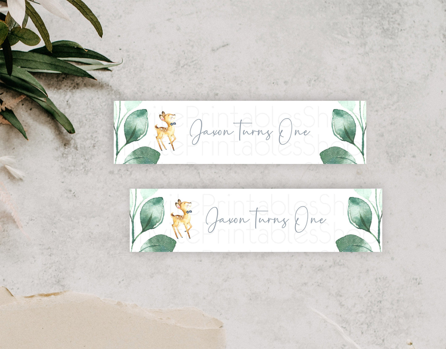 Fawn Deer Water Label Template Pastel Floral Deer Enchanted Forest Butterfly Party Decor Birthday Baptism Baby Shower Bridal Shower D10767