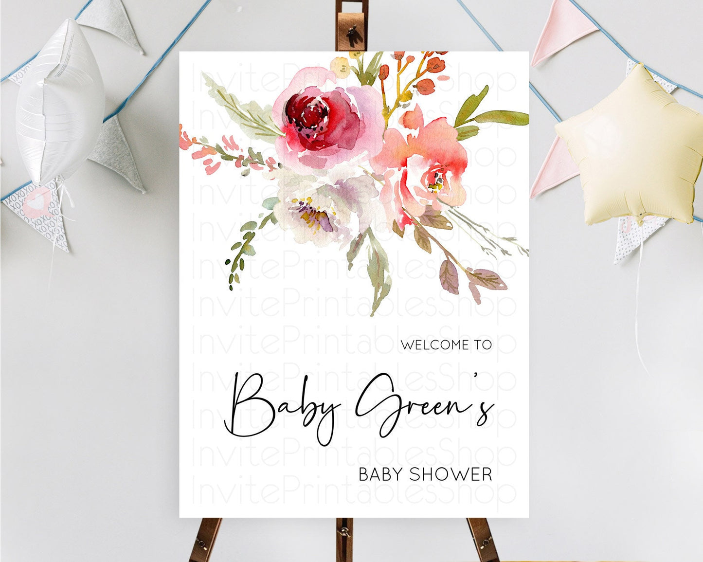 Secret Garden Baby Shower Welcome Sign Wildflower Welcome Board Pastel Flower Garden Welcome Poster Boho Wildflower Welcome Sign D10243