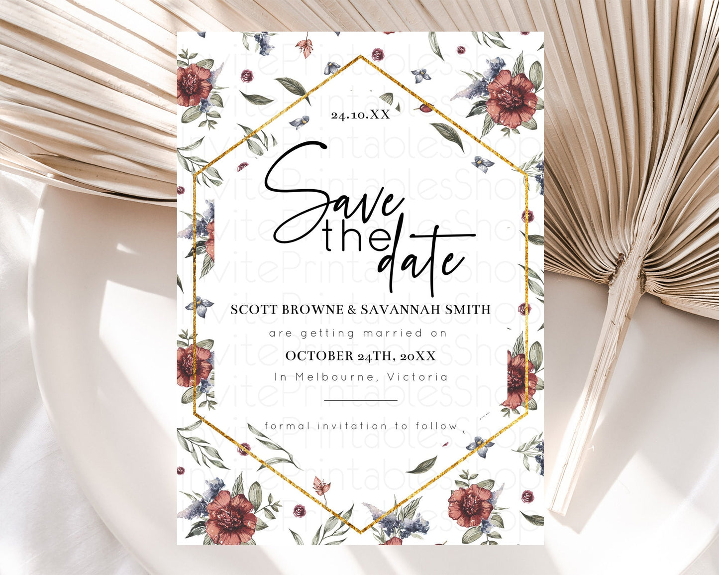 Wildflower Save The Date Template Secret Garden Save The Date Pastel Floral Garden Party Boho Flowers Birthday Baby Shower Wedding D10503