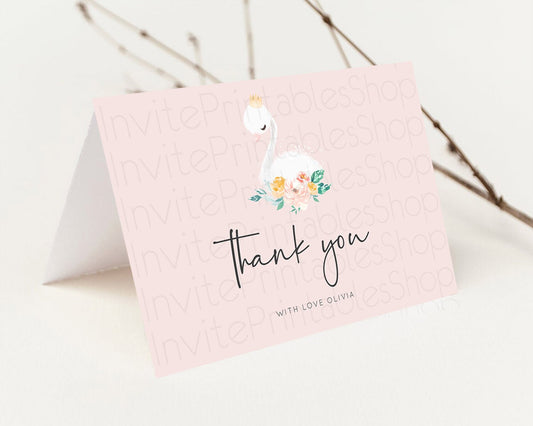 Swan Thank You Swan Princess Ballet Thank You Card Swan Lake Birthday Thank You Cards Secret Garden Pastel Floral Teacher Thank You D10388