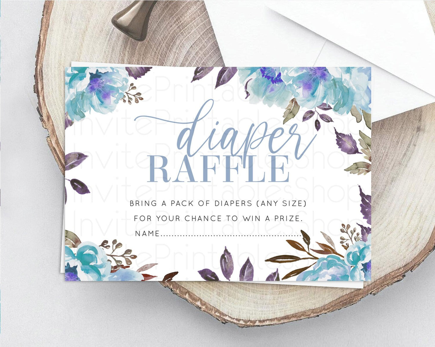 Secret Garden Diaper Raffle Card Boho Wildflower Diaper Raffle Insert Pastel Flower Garden Baby Shower Card Flower Raffle Game D10730