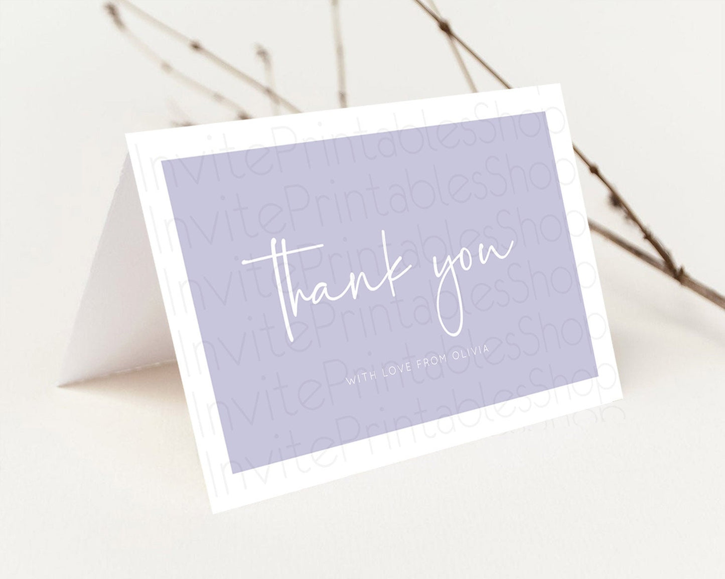 Purple Thank You Pastel Purple Thank You Card Purple Birthday Thank You Cards Modern Purple Cards Simple Purple Teacher Thank You D10942