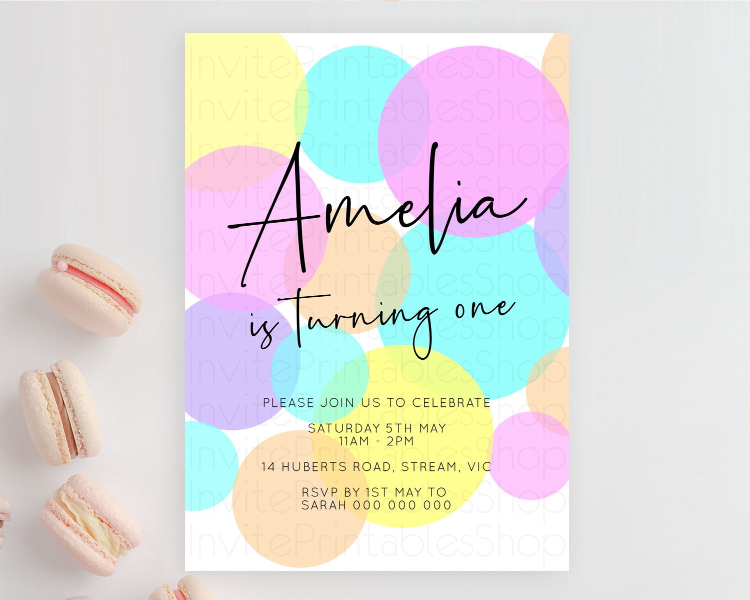 Editable Pastel Birthday Invitation Pastel Confetti Birthday Invitation Bubb