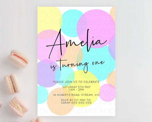 Editable Pastel Birthday Invitation Pastel Confetti Birthday Invitation Bubb