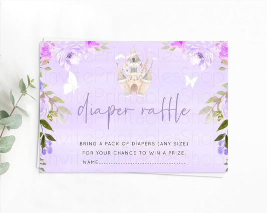 Editable Princess Diaper Raffle Card Castle Diaper Ticket Insert Secret Gard