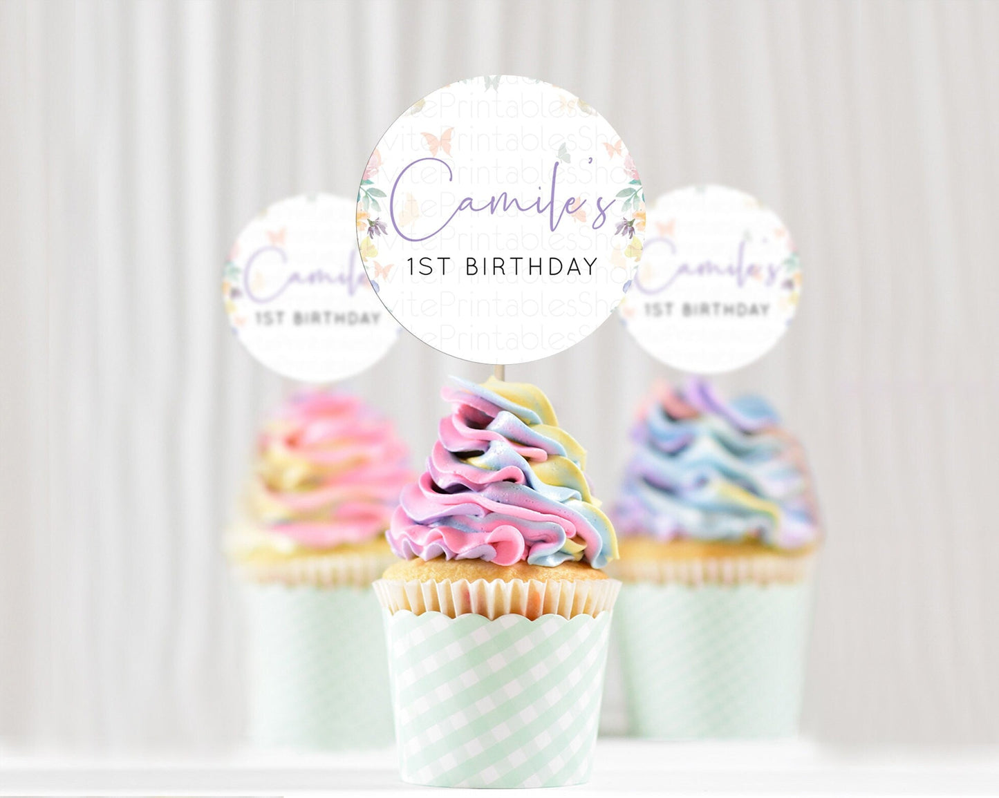 Secret Garden Cupcake Toppers Wildflower Cupcake Toppers Pastel Flowers Cupcake Toppers Enchanted Garden Boho Floral First Birthday D10710