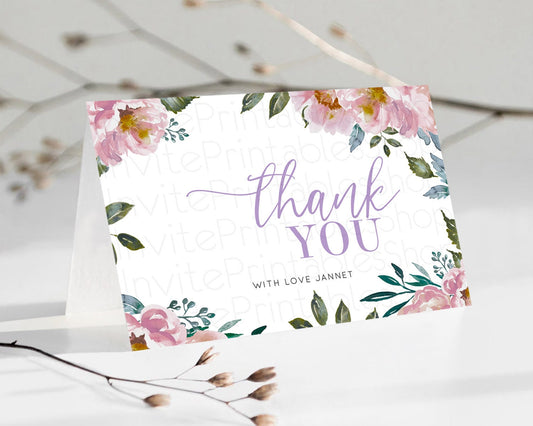 Editable Secret Garden Thank You Wildflower Thank You Card Pastel Flower Gar