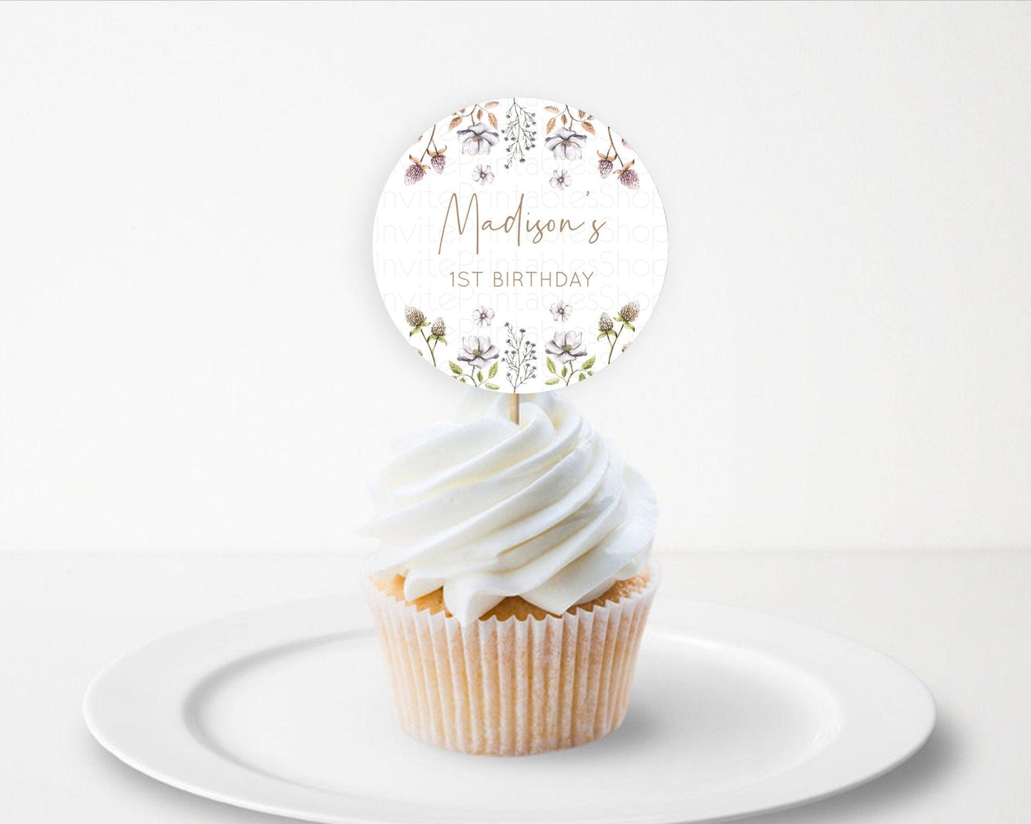 Secret Garden Cupcake Toppers Wildflower Cupcake Toppers Pastel Flowers Cupcake Toppers Enchanted Garden Boho Floral First Birthday D10604