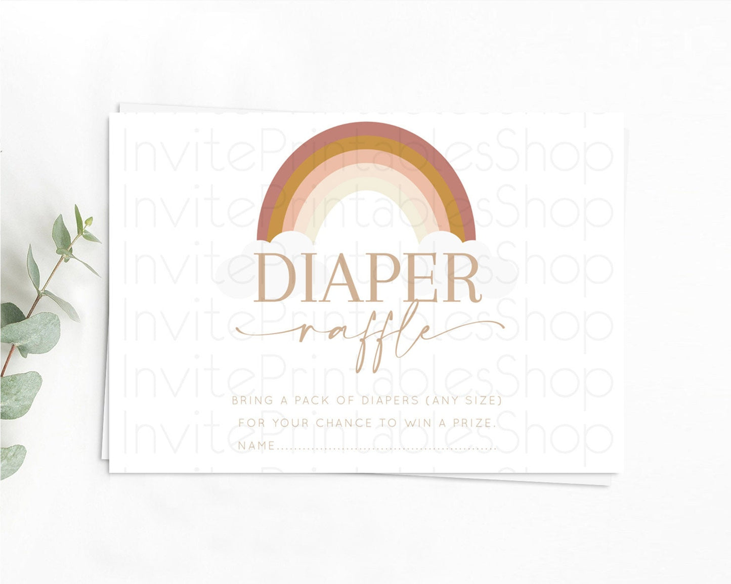 Pastel Rainbow Diaper Raffle Card Boho Rainbow Diaper Insert Boho Rainbow Diaper Ticket Pastel Watercolor Baby Shower Raffle Game D10122