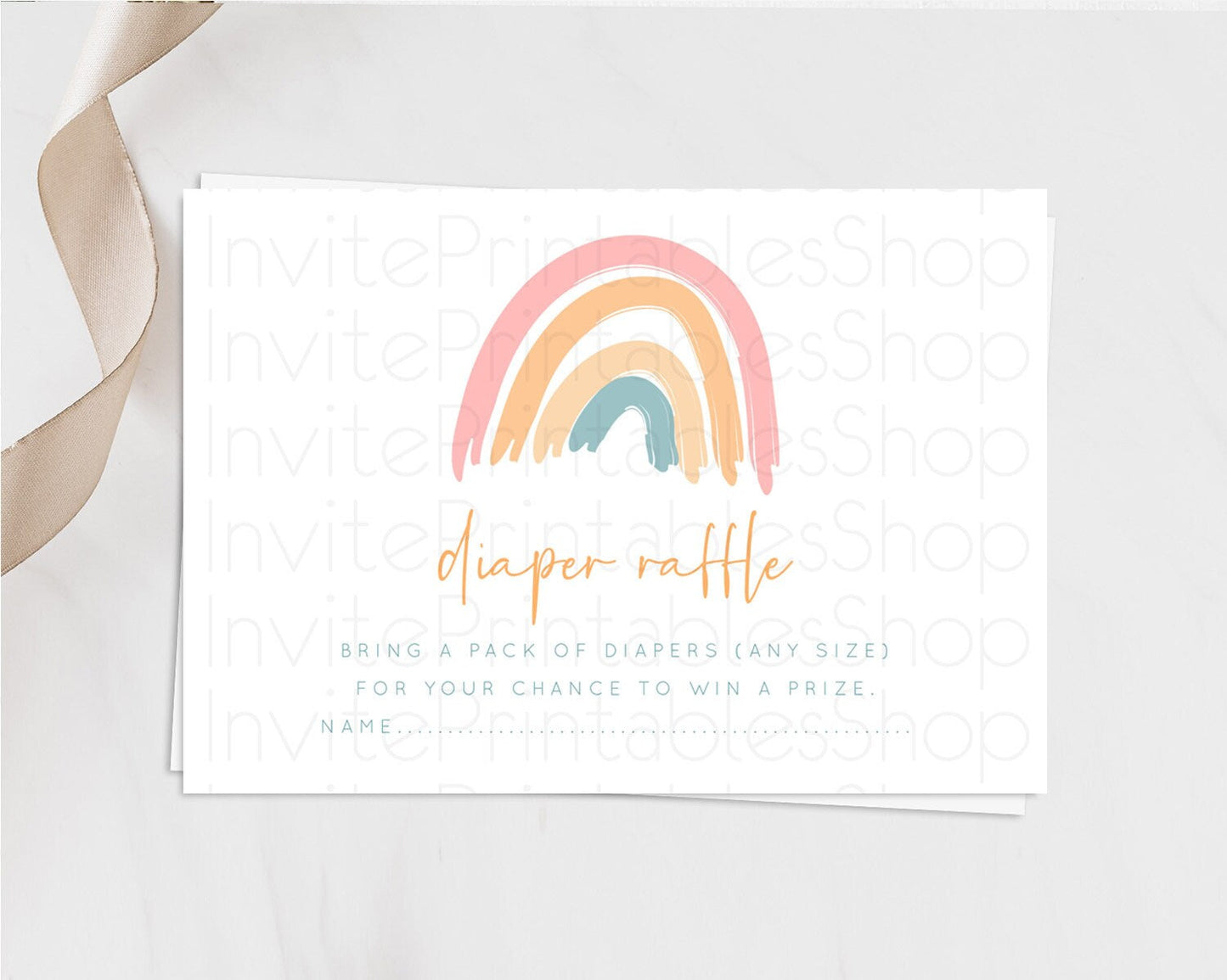 Pastel Rainbow Diaper Raffle Card Boho Rainbow Diaper Insert Boho Rainbow Diaper Ticket Pastel Watercolor Baby Shower Raffle Game D10351